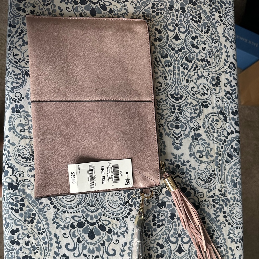 INC International Concepts Pink Clutch with Tassel Detail